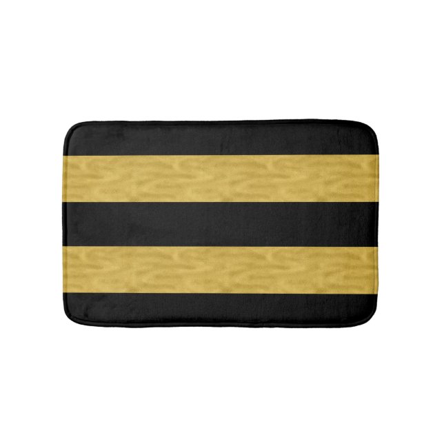 Nobles Gold u. schwarze gestreifte Badmatte Badematte (Vorderseite)