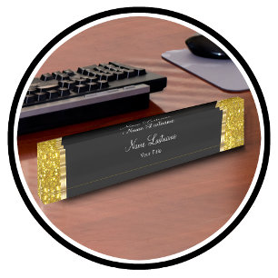 Nobles Gold-und Glitzer-Führungskraft-Büro Namensplakette