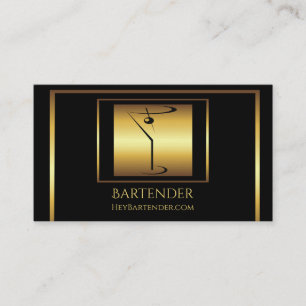Nobles Goldmartini-Barkeeperlogo Visitenkarte