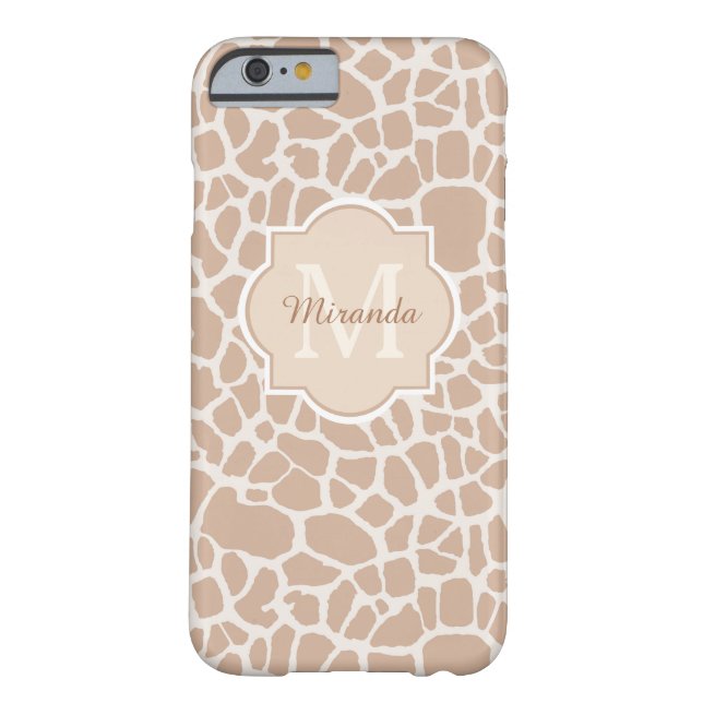 Nobles hellbraunes Giraffen-Druck-Monogramm und Case-Mate iPhone Hülle (Rückseite)