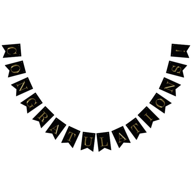 Nobles Imitat-Goldmetallglückwunsch-Schwarzes Wimpelkette (Alle)