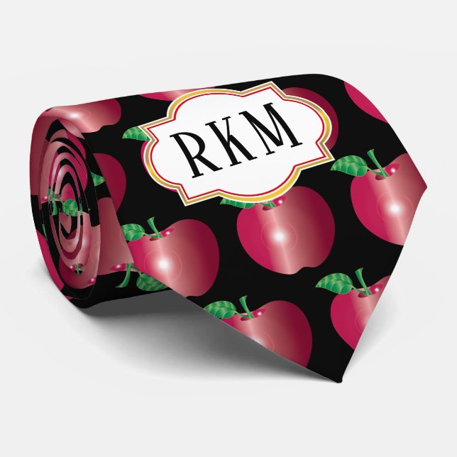 Nobles Klassen-Monogramm Apple kopieren Lehrer Krawatte (Gerollt)