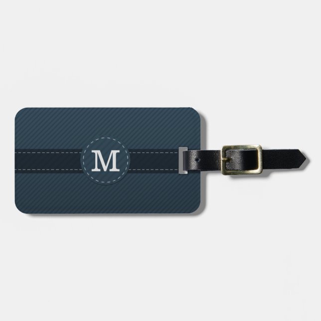 Nobles Marine-Blau-kundenspezifisches Monogramm - Gepäckanhänger (Vorderseite horizontal)