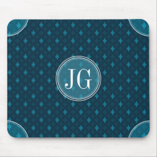 Nobles Marine-Blau u. aquamarines geometrisches Mousepad
