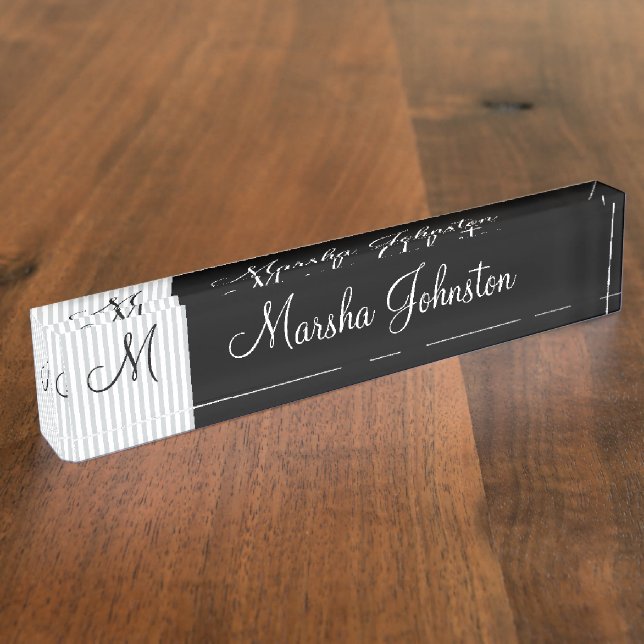 Nobles modernes Monogramm Namensplakette (Seite)