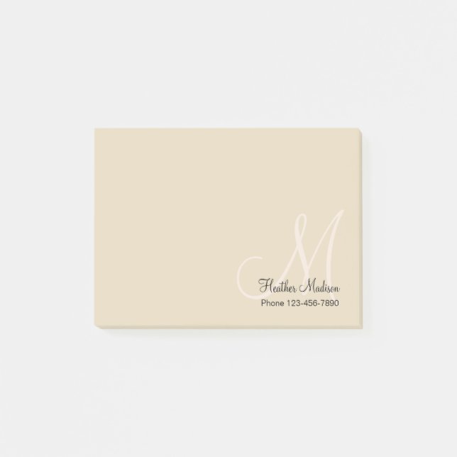 Nobles Monogramm-Büro-klebrige Notizblöcke Post-it Klebezettel (Vorderseite)
