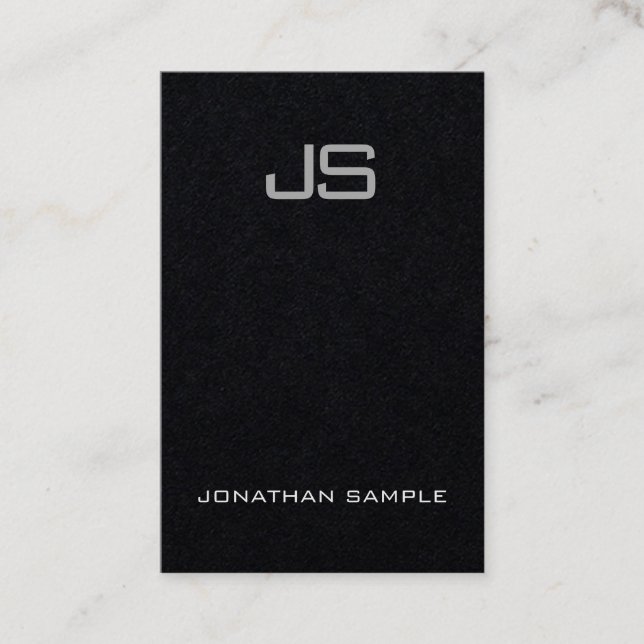 Nobles Monogramm-erstklassiges schwarzes Visitenkarte (Vorderseite)