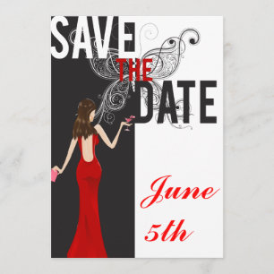 Nobles Schwarzes, weiß und Rot Save the Date