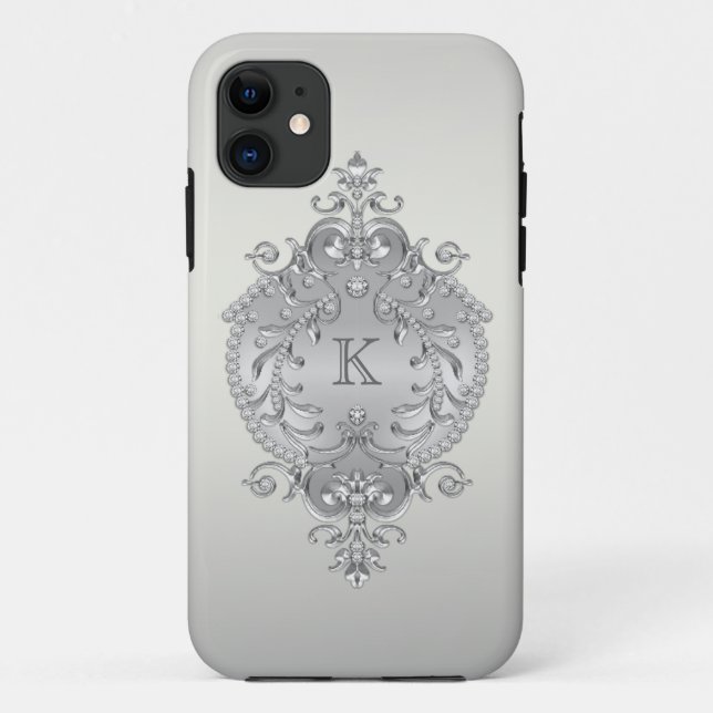 Nobles, verziertes Diamant-Monogramm Case-Mate iPhone Hülle (Rückseite)