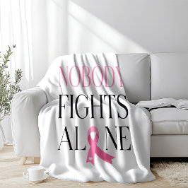Nobody Fights Alone Pink Ribbon  Fleecedecke