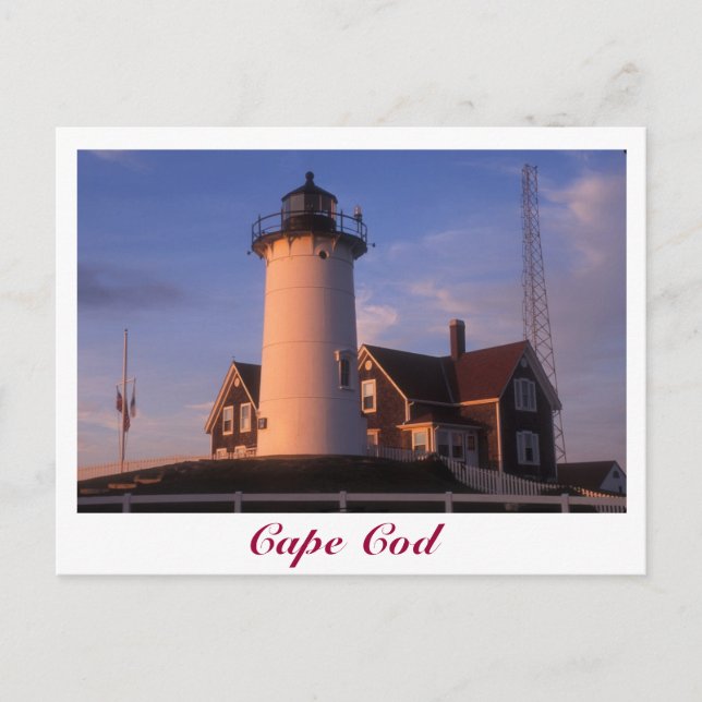 Nobska Lighthouse Cape Cod Woods Hole Falmouth Postkarte (Vorderseite)