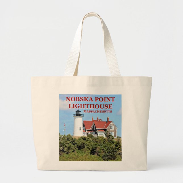 Nobska Point Lighthouse, Massachusetts Tote Bag Jumbo Stoffbeutel (Vorne)