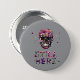 NOCH DA | Schädel mit floraler Blüte Button