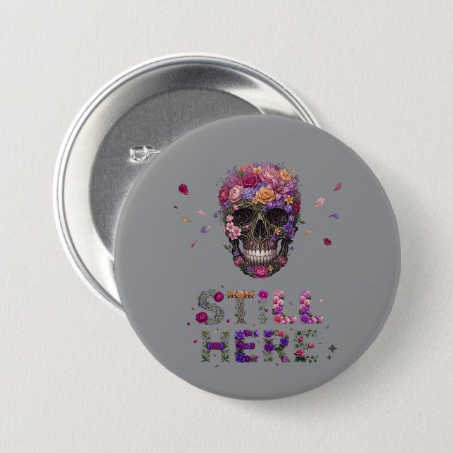 NOCH DA | Schädel mit floraler Blüte Button (Vorne & Hinten)