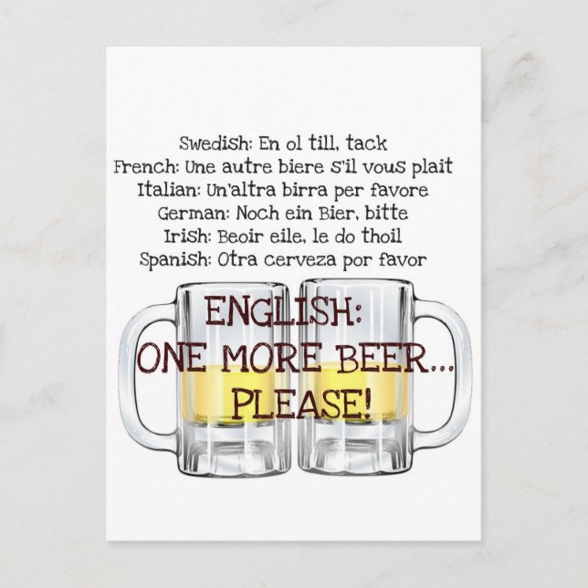 NOCH EIN BIER, BITTE BITTE Bierdrucke mit Spaß Postkarte (Vorderseite)