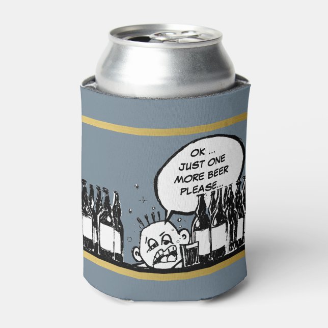 noch ein Bier, cooler betrunkener Cartoon Dosenkühler (Kanne Vorderseite)