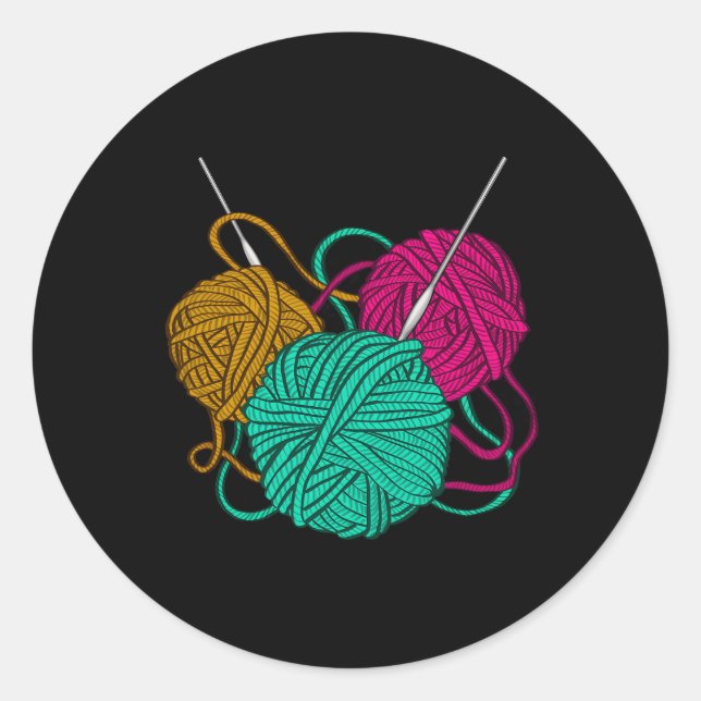 Noch ein Row Vierte Yarn Crochet Liebe Runder Aufkleber (Vorderseite)
