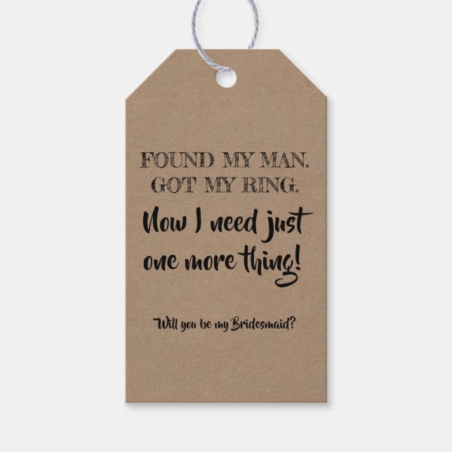 Noch eine Sache - der Vorschlag von Bridesmaid Geschenkanhänger (Vorderseite)