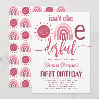 Noch einmal pink Rainbow Sunshine Virtual Birthday Einladung