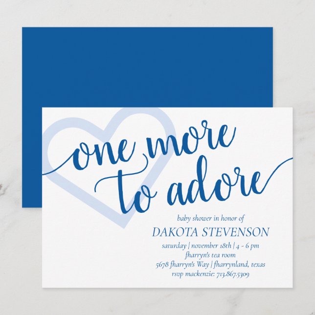 Noch eins zu Adore | Classic Blue New Baby Dusche Einladung (Vorne/Hinten)