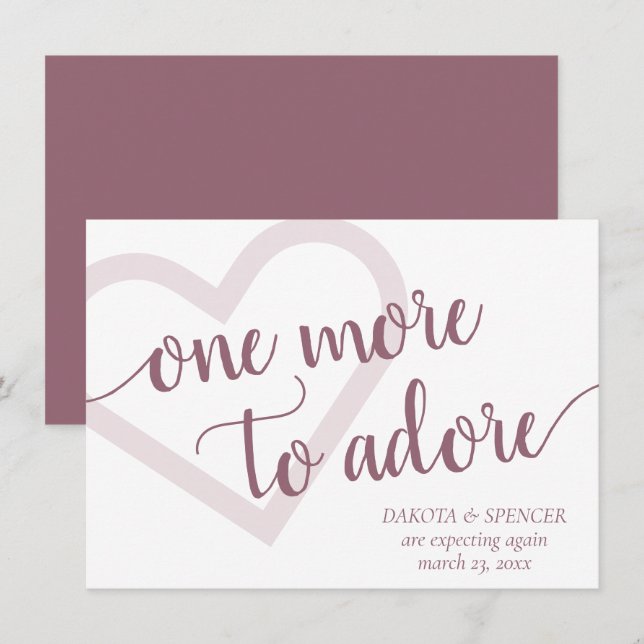 Noch eins zu Adore | Dusty Mauve Pink Schwangersch Ankündigung (Vorne/Hinten)