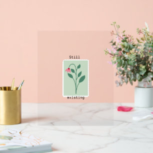 Noch existierendes minimalistisches Blumenstempeld Acrylschild
