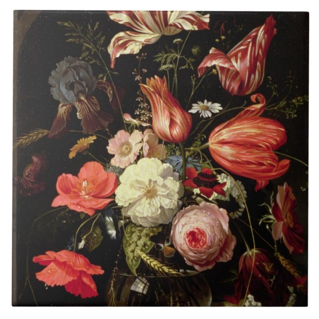 Noch Leben der Blumen auf einer Leiste Fliese (Vorderseite)