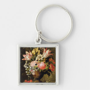 Noch Leben der Blumen in einem Vase mit einer Schlüsselanhänger