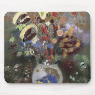 Noch Leben eines Vase Blumen (Pastell auf Papier) Mousepad