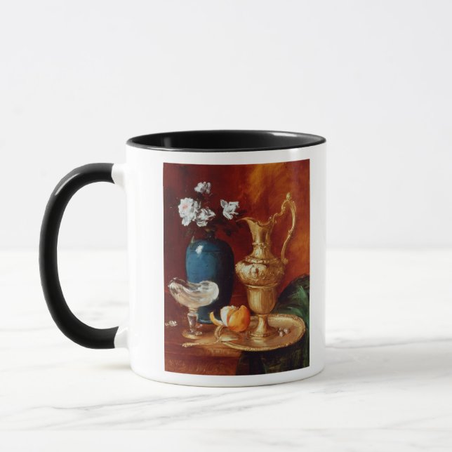 Noch Leben eines Vergoldung Ewer, Vase Blumen Tasse (Links)