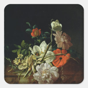 Noch Leben mit Blumen Quadratischer Aufkleber