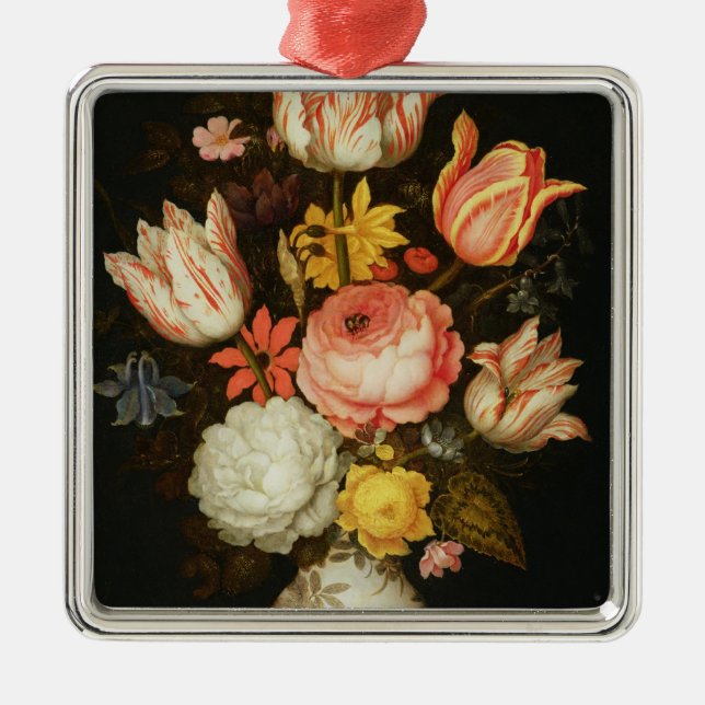 Noch Leben mit Blumen Silbernes Ornament (Vorne)