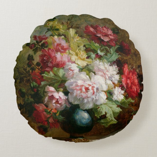 Noch Leben mit Blumen und Blattmusik Rundes Kissen (Vorderseite)