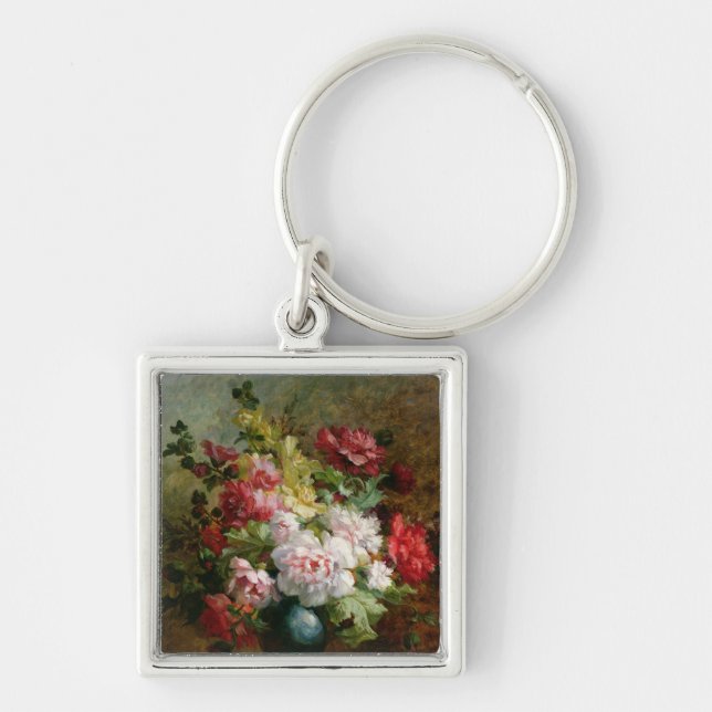 Noch Leben mit Blumen und Blattmusik Schlüsselanhänger (Vorne)