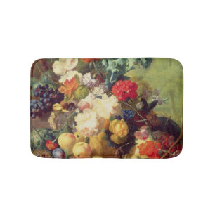 Noch Leben mit Blumen und Frucht Badematte