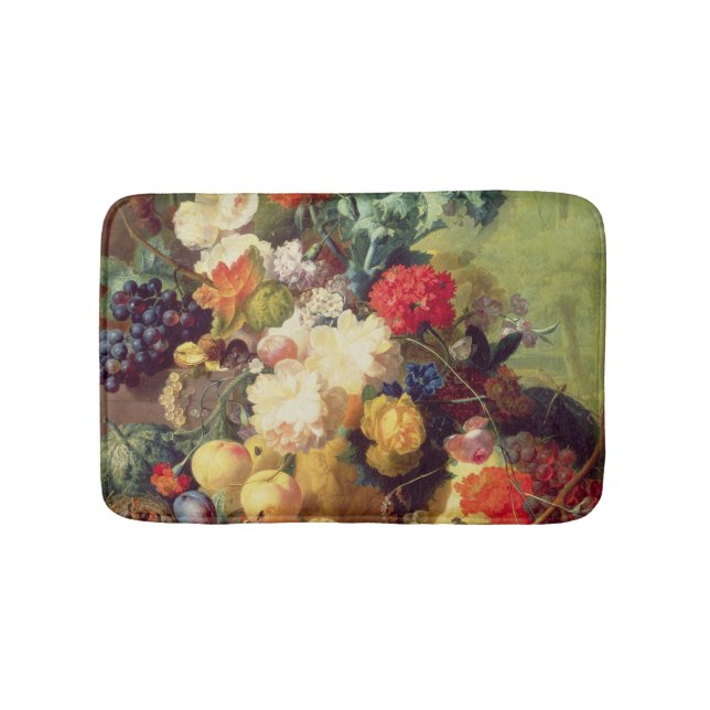 Noch Leben mit Blumen und Frucht Badematte (Vorderseite)