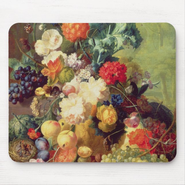 Noch Leben mit Blumen und Frucht Mousepad (Vorne)