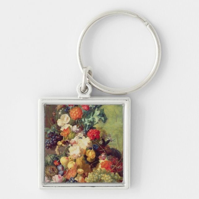 Noch Leben mit Blumen und Frucht Schlüsselanhänger (Vorne)