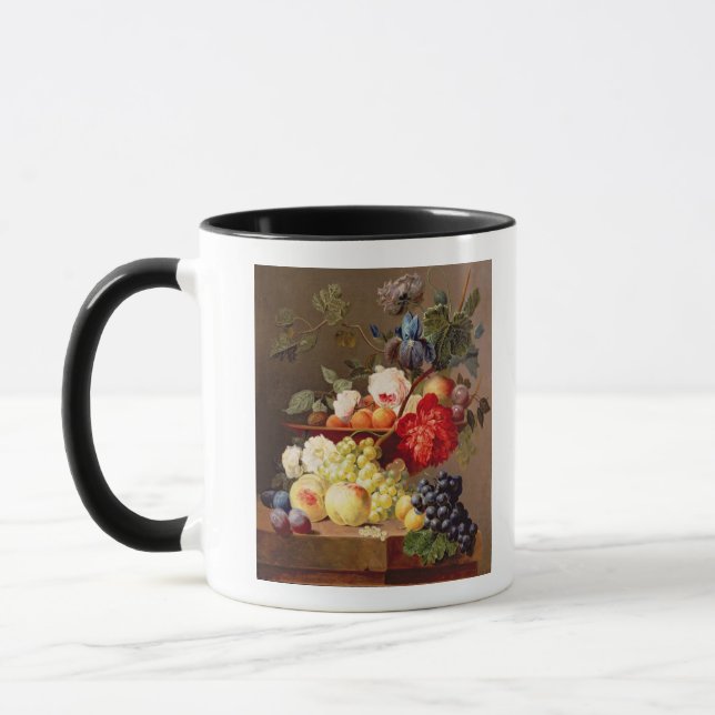 Noch Leben mit Frucht und Blumen Tasse (Links)