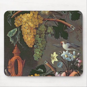Noch Leben mit Trauben, Vögeln und Blumen Mousepad