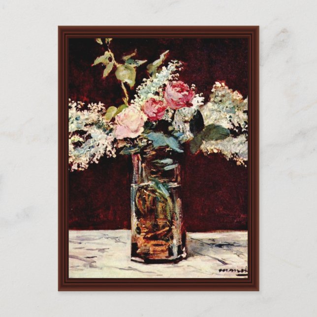 Noch Lilacs und Rose von Manet Edouard Postkarte (Vorderseite)