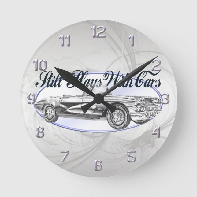 Noch mit Autos Runde Wanduhr (Vorderseite)