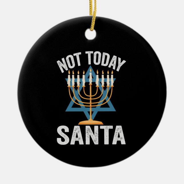 Noch nicht heute Weihjüdisch Hanukkah Holiday Meno Keramik Ornament (Vorne)