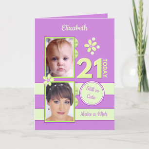 Noch so niedliche Fotos lila 21. Geburtstag Karte