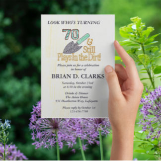 Noch spielt in Dirt Garening 70. Geburtstagsparty Einladung