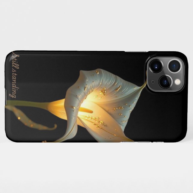 Noch stehendes Schwarz-Blumen-Design iPhone Hülle (Rückseite (Horizontal))
