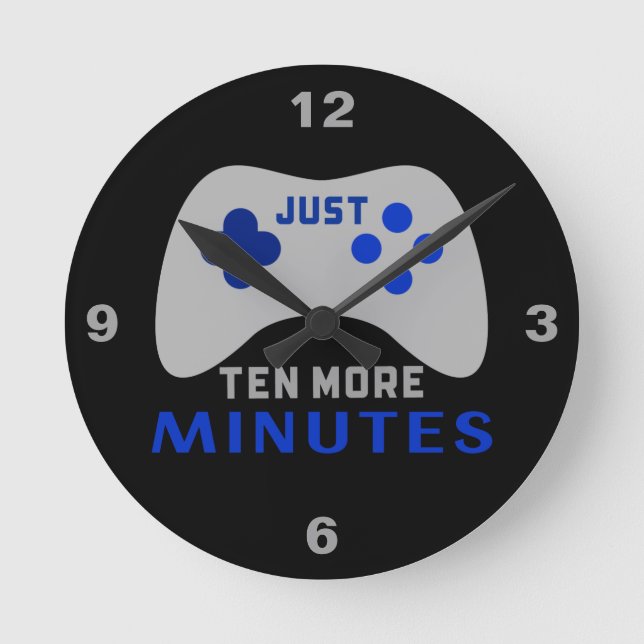 Noch zehn Minuten Black Gamer  Runde Wanduhr (Vorderseite)