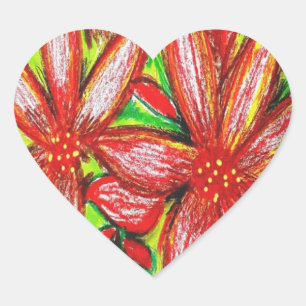 NocheBuena-Blume-Sticker Herz-Aufkleber