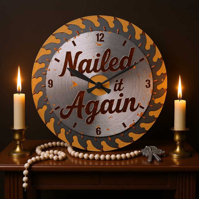 Nochmal getroffen, rostige Sägeblatt-Uhr  Große Wanduhr (Von Creator hochgeladen)