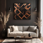 Nocturnal Amber Geometry Leinwanddruck<br><div class="desc">An abstract composition of geometric lines in copper tones crossing elegantly over a deep,  sophisticated background. The artwork conveys movement,  balance,  and modernity,  making it ideal for contemporary spaces seeking luxury,  artistic depth,  and striking visual identity.</div>
